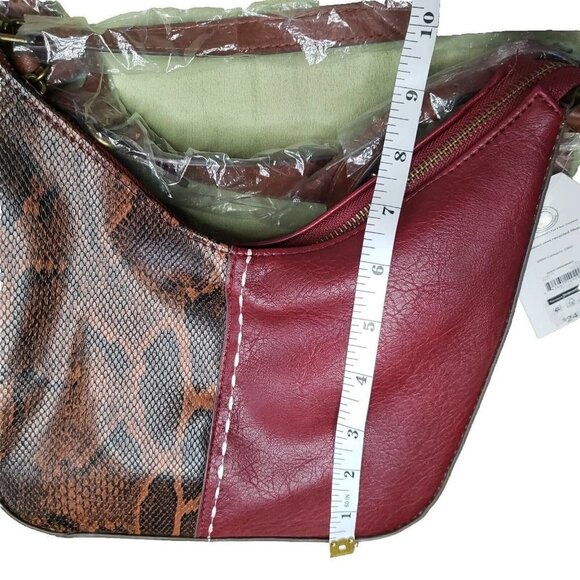 Crossbody Purse Red & Snakeskin Brown Time & Tru Alice Bag Adjustable Strap NEW - Picture 12 of 14